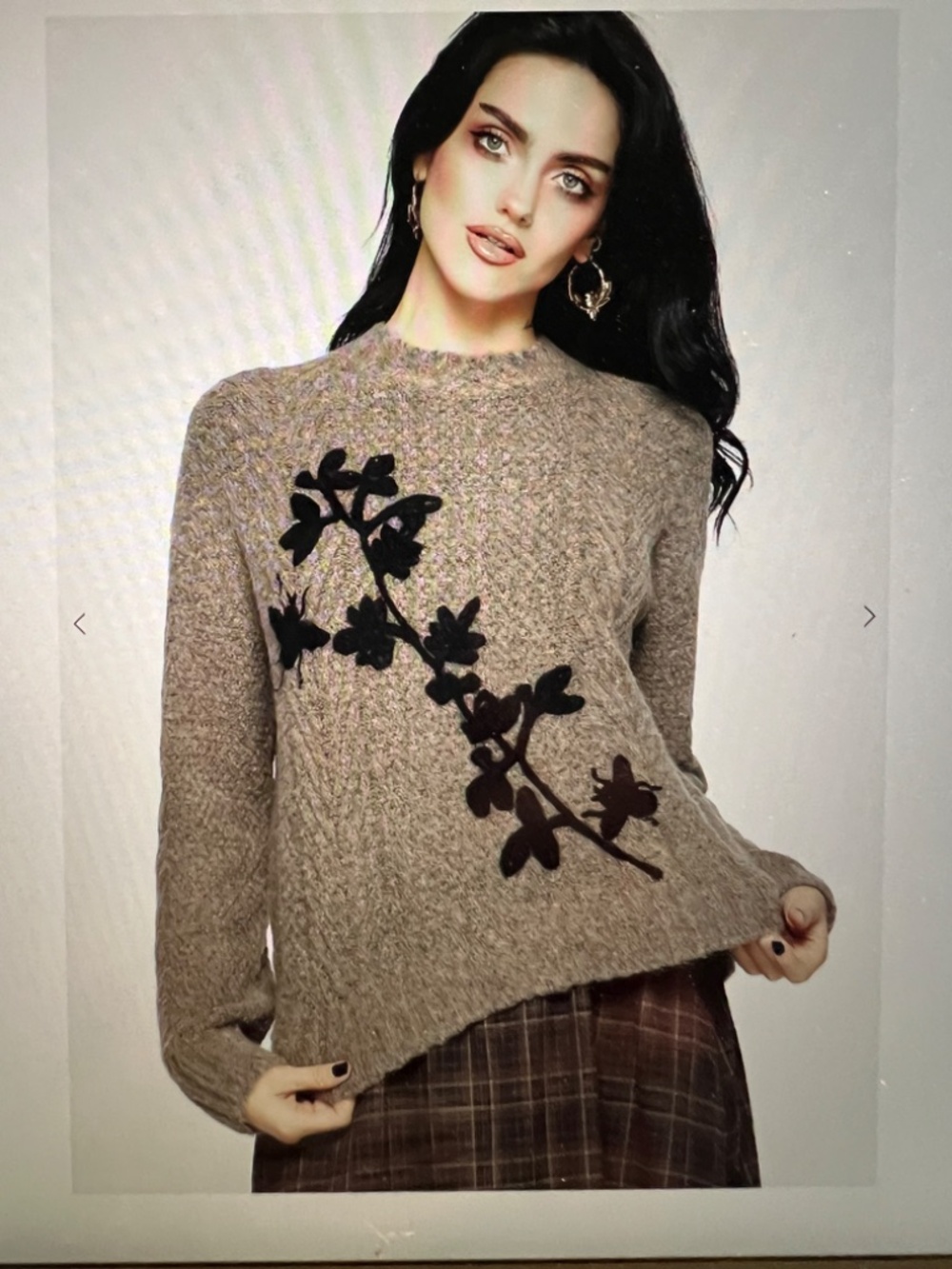 NWOT - Disturbia Deathwatch Floral Beetle Knit Sweater - Size Large